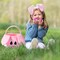Easter Pink Bunny Basket, Pink Rabbit Backet with Foldable Ears, Empty Soft Basket with Handle, Easter Gifts for Babies, Kids Egg Hunt, Candy Bag Party Favor Storage Container(10.9”× 7.9”× 9.4”)